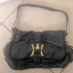 B. Makowsky shoulder bag, midnight blue pebbled leather